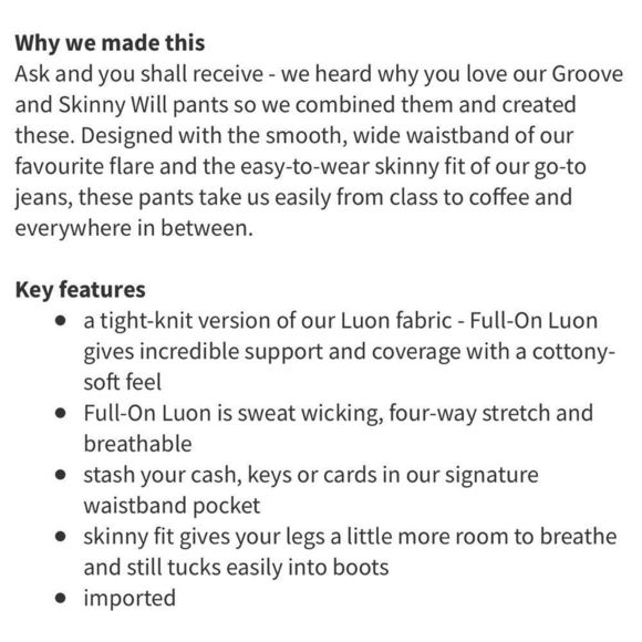 Lululemon Skinny Groove Pant Dark Teal - Picture 4 of 15